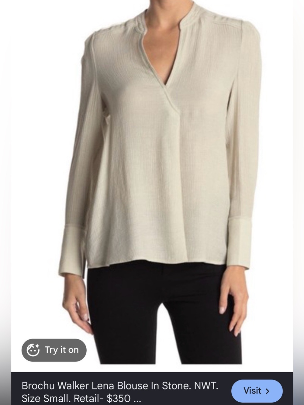 Brochu Walker Lena Blouse In Stone - Size Medium